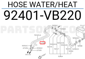 Nissan 92401VB220 HOSE WATER/HEAT