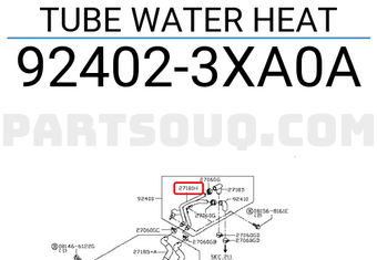 Nissan 924023XA0A TUBE WATER HEAT
