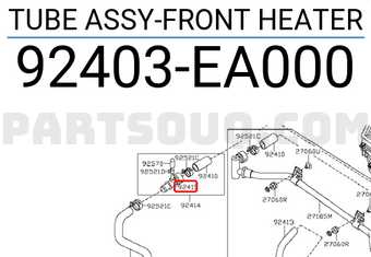 Nissan 92403EA000 TUBE ASSY-FRONT HEATER