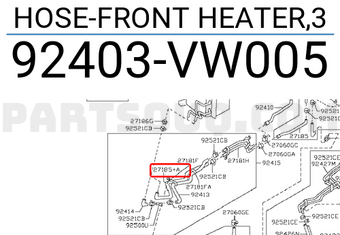 Nissan 92403VW005 HOSE-FRONT HEATER,3