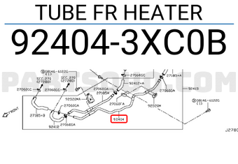 Nissan 924043XC0B TUBE FR HEATER