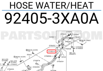 Nissan 924053XA0A HOSE WATER/HEAT