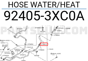 Nissan 924053XC0A HOSE WATER/HEAT