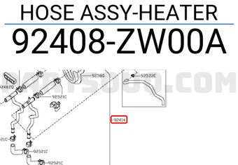 Nissan 92408ZW00A HOSE ASSY-HEATER