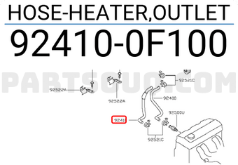 Nissan 924100F100 HOSE-HEATER,OUTLET