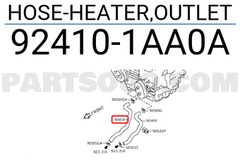 Nissan 924101AA0A HOSE-HEATER,OUTLET