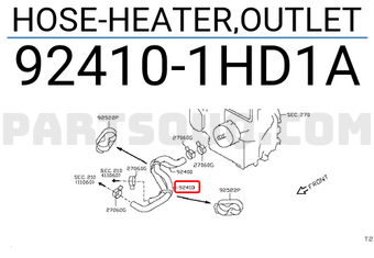Nissan 924101HD1A HOSE-HEATER,OUTLET