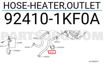 Nissan 924101KF0A HOSE-HEATER,OUTLET