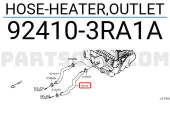 Nissan 924103RA1A HOSE-HEATER,OUTLET