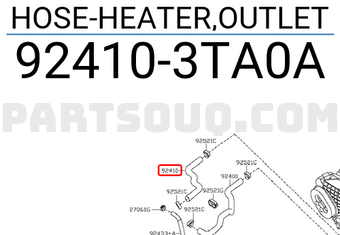 Nissan 924103TA0A HOSE-HEATER,OUTLET