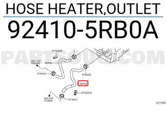 Nissan 924105RB0A HOSE HEATER,OUTLET