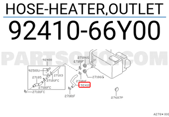 Nissan 9241066Y00 HOSE-HEATER,OUTLET