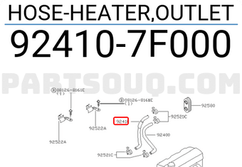 Nissan 924107F000 HOSE-HEATER,OUTLET
