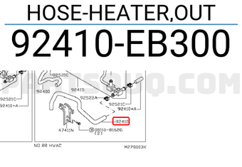 Nissan 92410EB300 HOSE-HEATER,OUT