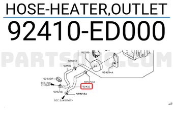 Nissan 92410ED000 HOSE-HEATER,OUTLET
