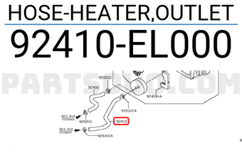 Nissan 92410EL000 HOSE-HEATER,OUTLET