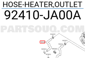 Nissan 92410JA00A HOSE-HEATER,OUTLET