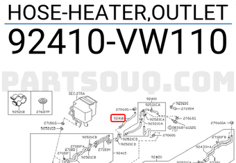 Nissan 92410VW110 HOSE-HEATER,OUTLET