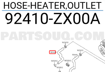 Nissan 92410ZX00A HOSE-HEATER,OUTLET