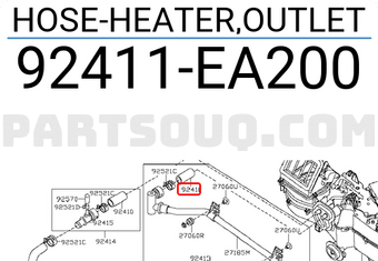 Nissan 92411EA200 HOSE-HEATER,OUTLET