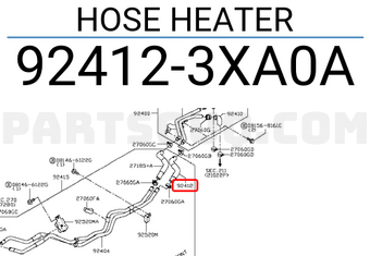 Nissan 924123XA0A HOSE HEATER