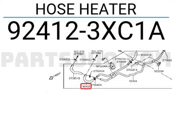 Nissan 924123XC1A HOSE HEATER
