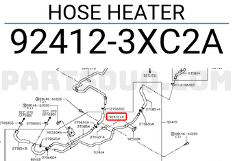 Nissan 924123XC2A HOSE HEATER