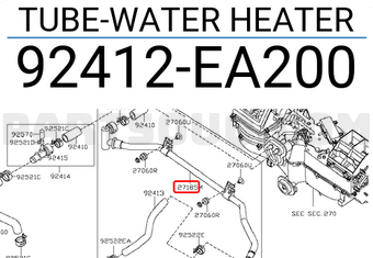 Nissan 92412EA200 TUBE-WATER HEATER