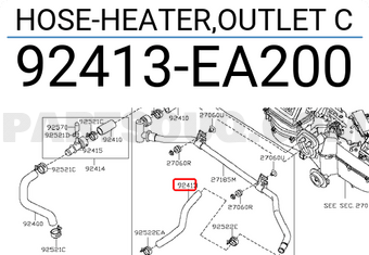 Nissan 92413EA200 HOSE-HEATER,OUTLET C
