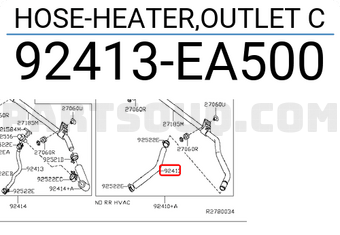 Nissan 92413EA500 HOSE-HEATER,OUTLET C