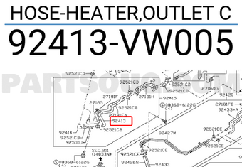 Nissan 92413VW005 HOSE-HEATER,OUTLET C
