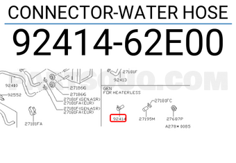 Nissan 9241462E00 CONNECTOR-WATER HOSE