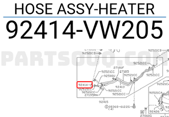 Nissan 92414VW205 HOSE ASSY-HEATER