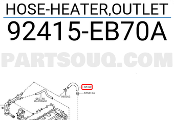 Nissan 92415EB70A HOSE-HEATER,OUTLET