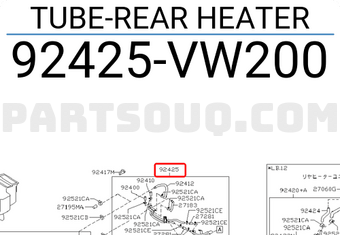 Nissan 92425VW200 TUBE-REAR HEATER
