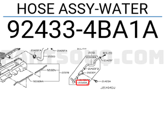 Nissan 924334BA1A HOSE ASSY-WATER