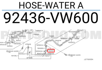 Nissan 92436VW600 HOSE-WATER A