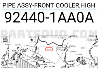 Nissan 924401AA0A PIPE ASSY-FRONT COOLER,HIGH