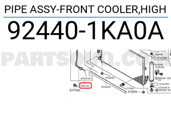 Nissan 924401KA0A PIPE ASSY-FRONT COOLER,HIGH