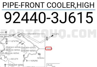 Nissan 924403J615 PIPE-FRONT COOLER,HIGH