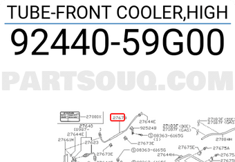 Nissan 9244059G00 TUBE-FRONT COOLER,HIGH