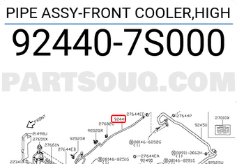 Nissan 924407S000 PIPE ASSY-FRONT COOLER,HIGH