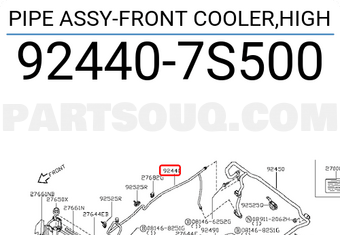 Nissan 924407S500 PIPE ASSY-FRONT COOLER,HIGH