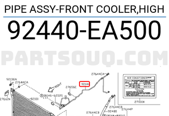 Nissan 92440EA500 PIPE ASSY-FRONT COOLER,HIGH