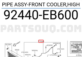 Nissan 92440EB600 PIPE ASSY-FRONT COOLER,HIGH