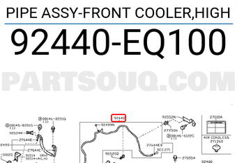 Nissan 92440EQ100 PIPE ASSY-FRONT COOLER,HIGH