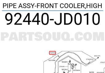 Nissan 92440JD010 PIPE ASSY-FRONT COOLER,HIGH