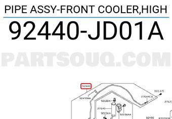 Nissan 92440JD01A PIPE ASSY-FRONT COOLER,HIGH