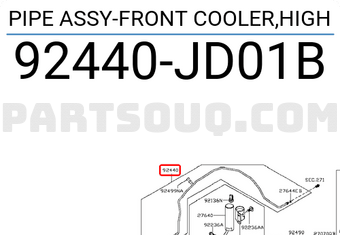 Nissan 92440JD01B PIPE ASSY-FRONT COOLER,HIGH