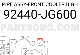 Nissan 92440JG600 PIPE ASSY-FRONT COOLER,HIGH